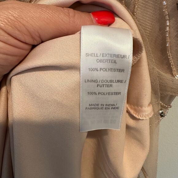 Adrianna Papell Night Bugeln Beaded Long Maxi Gown Dress In Champagne Gold 8 - Picture 14 of 14